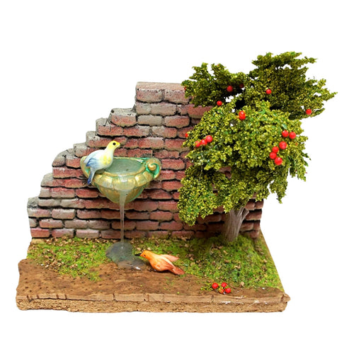 Belenes Artesanos - Árbol con fuente y pájaros