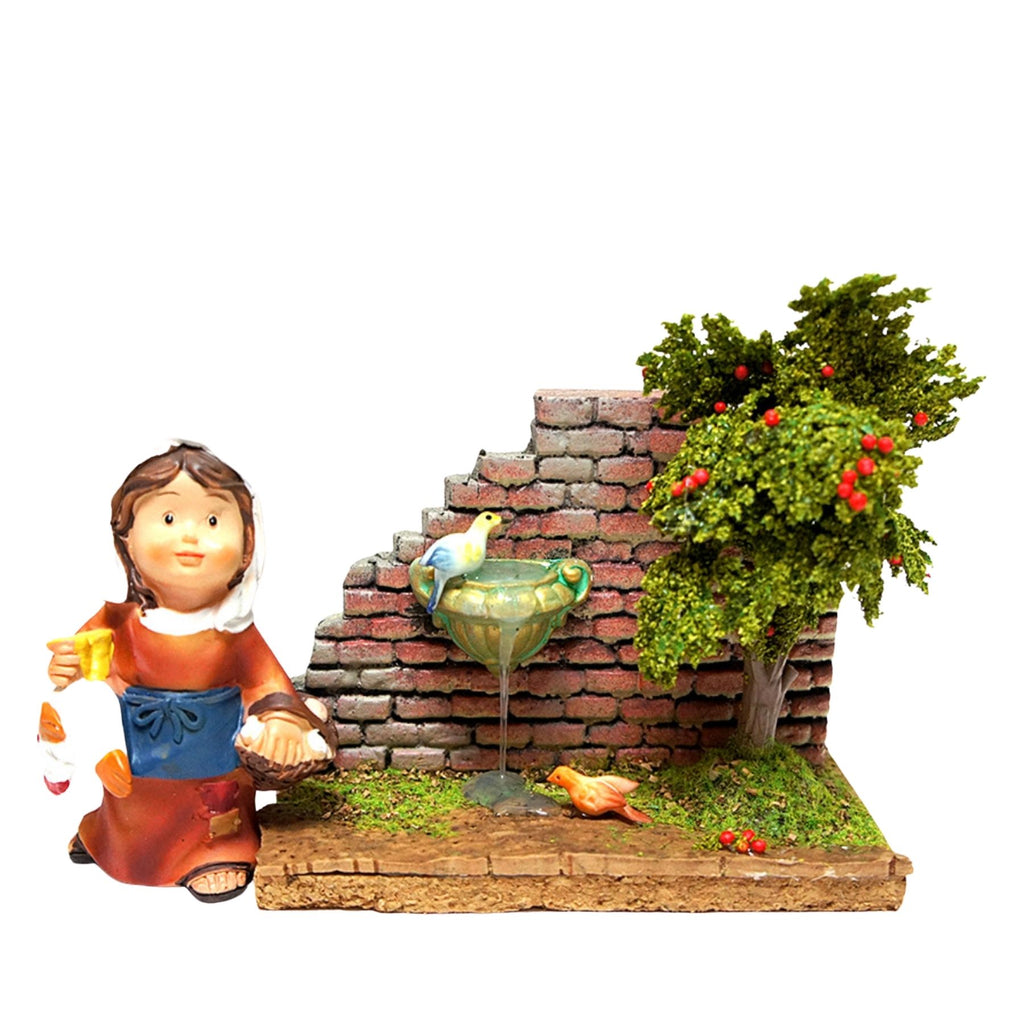Belenes Artesanos - Árbol con fuente y pájaros
