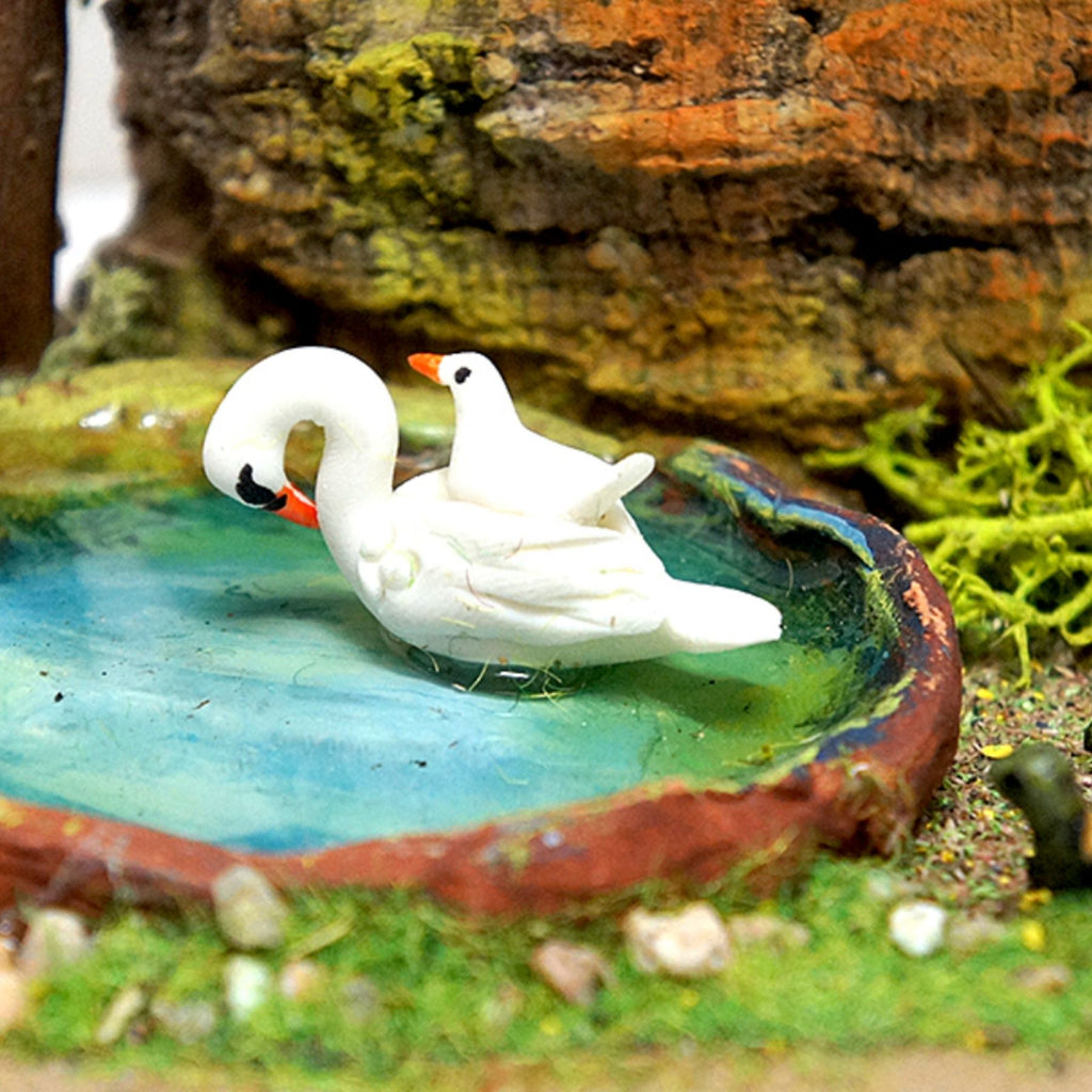 Belenes Artesanos - Árbol con lago, cisne con cría y tortugas