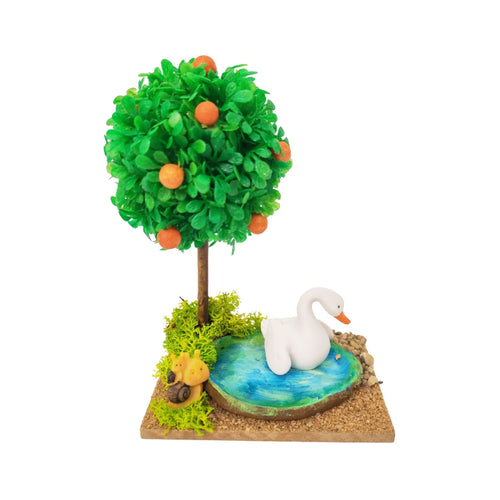 Belenes Artesanos - Árbol con lago, cisne y caracol