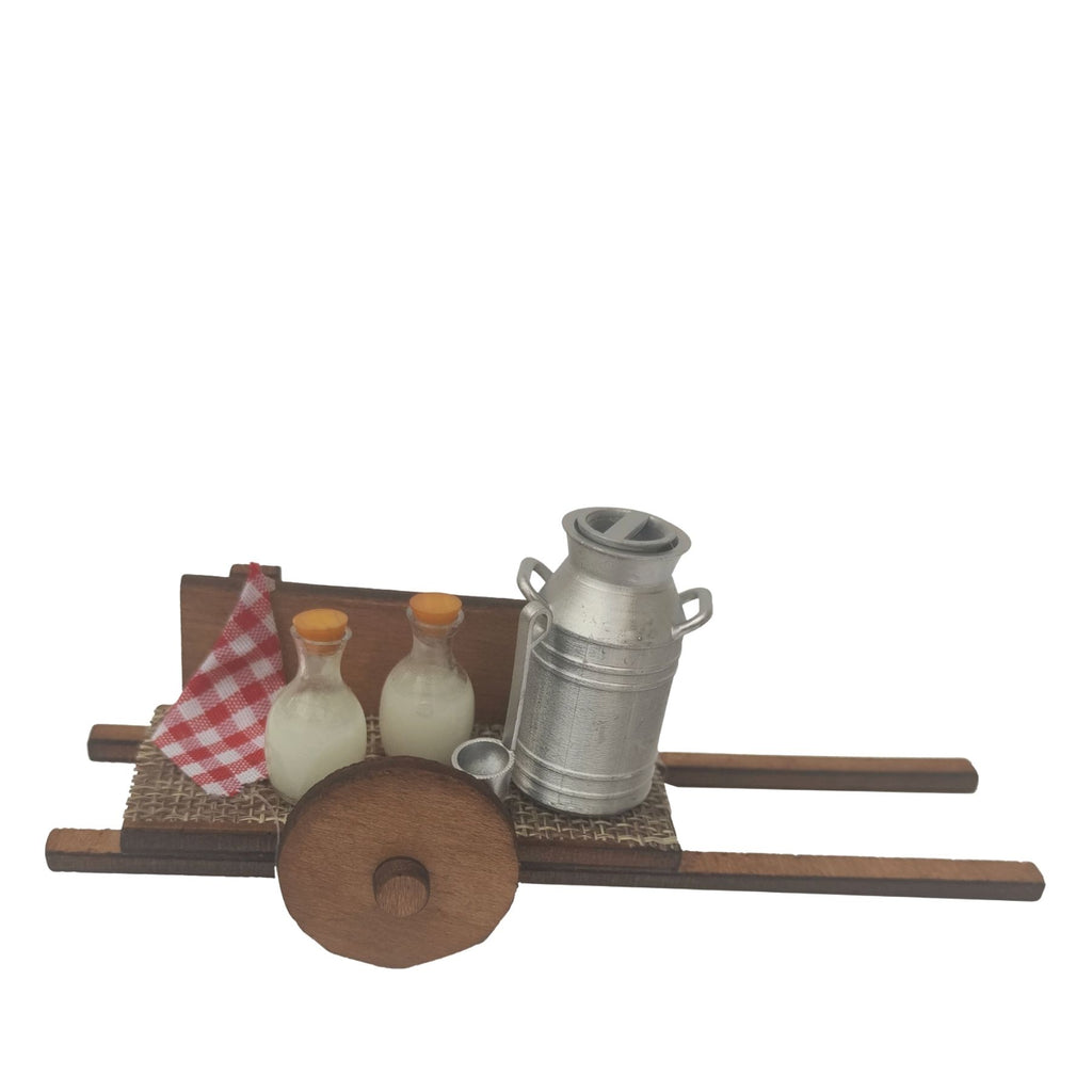 Belenes Artesanos - Carro con lechera y frascos de leche