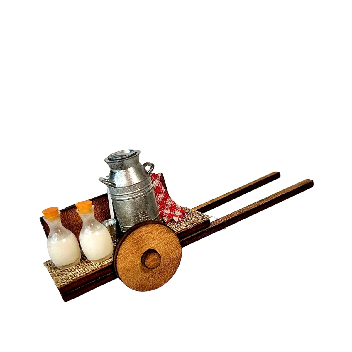 Belenes Artesanos - Carro con lechera y frascos de leche