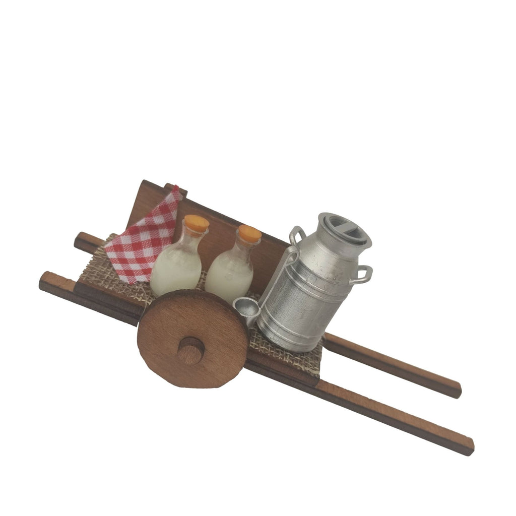 Belenes Artesanos - Carro con lechera y frascos de leche