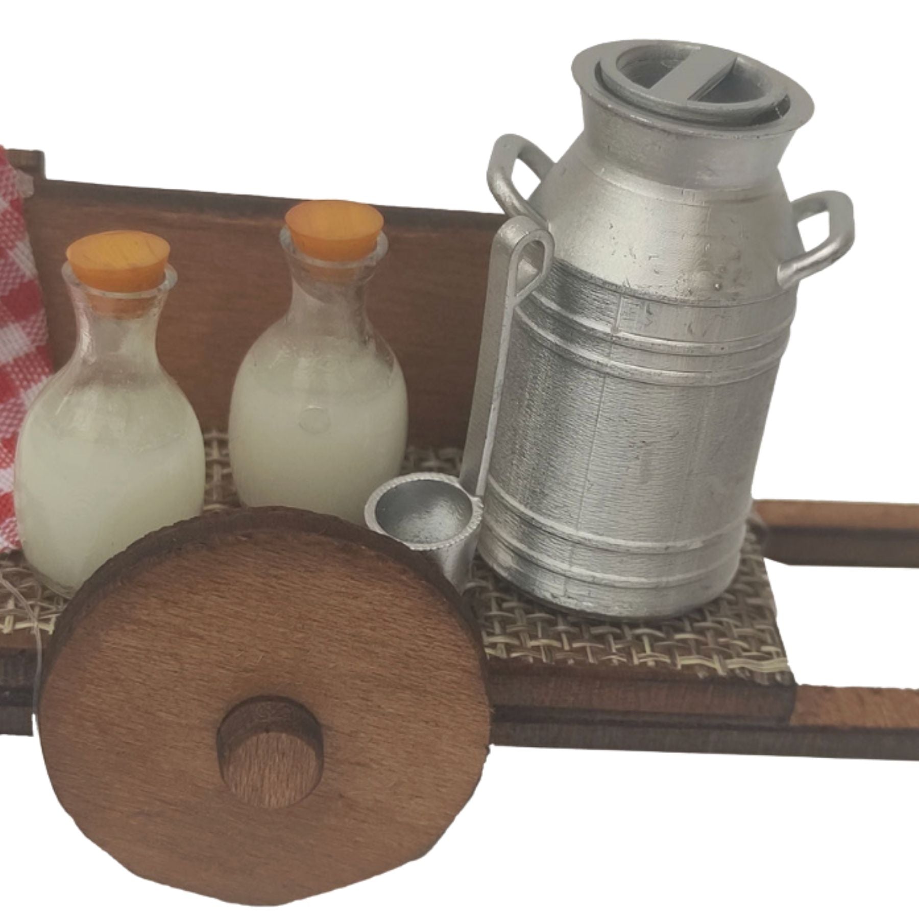 Belenes Artesanos - Carro con lechera y frascos de leche
