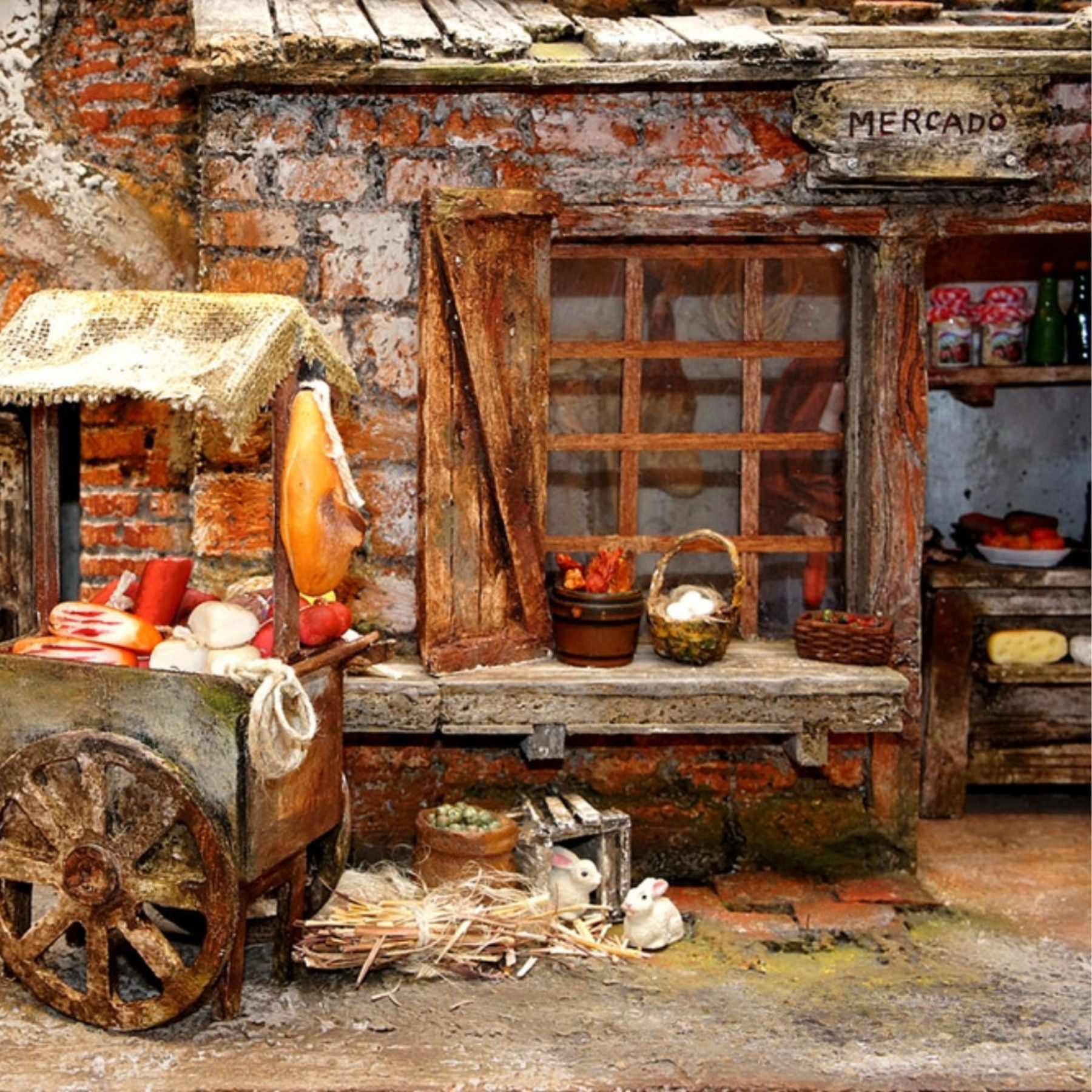 Belenes Artesanos - Mercado con casas