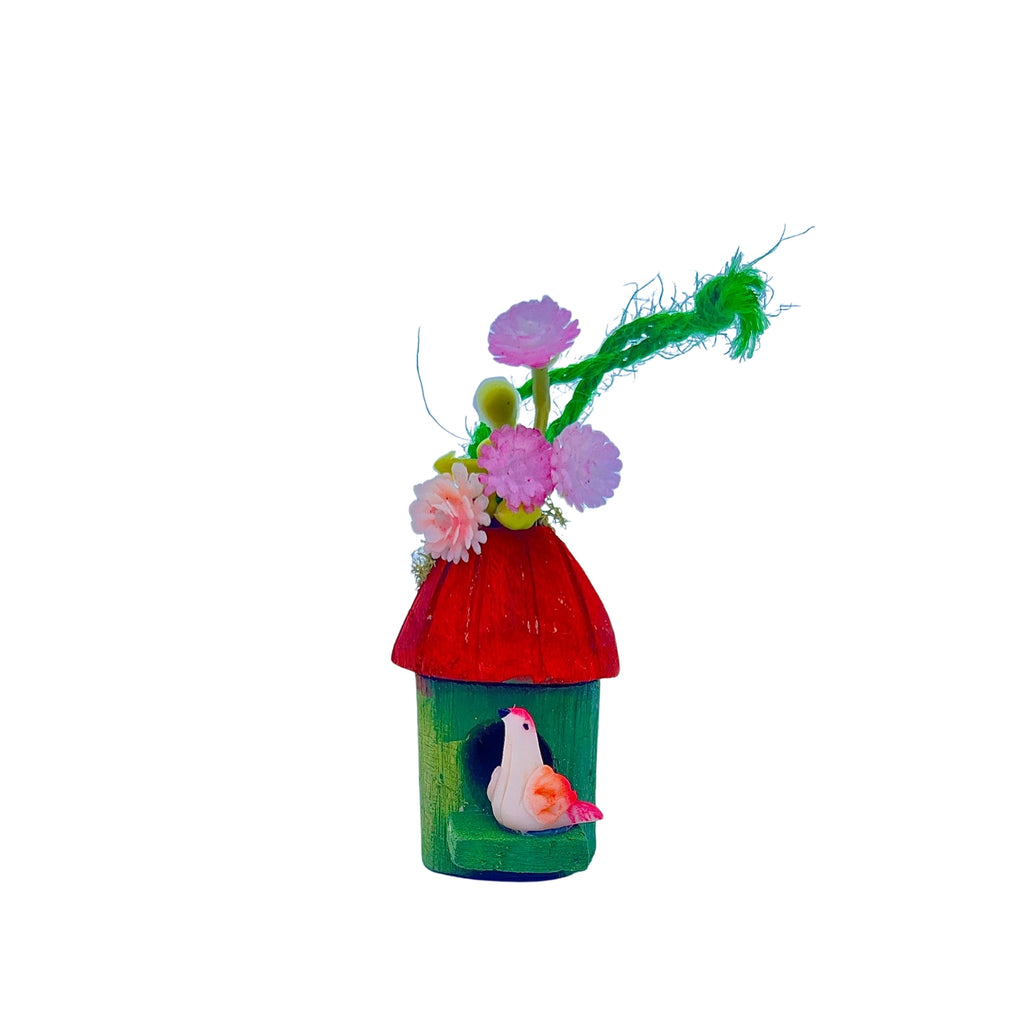 Belenes Artesanos - Casita de pájaro con detalle floral