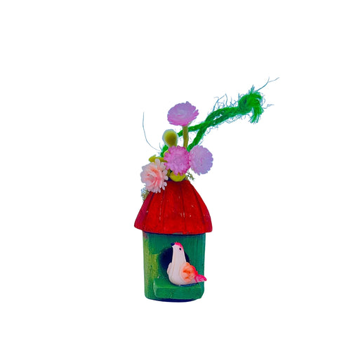 Belenes Artesanos - Casita de pájaro con detalle floral