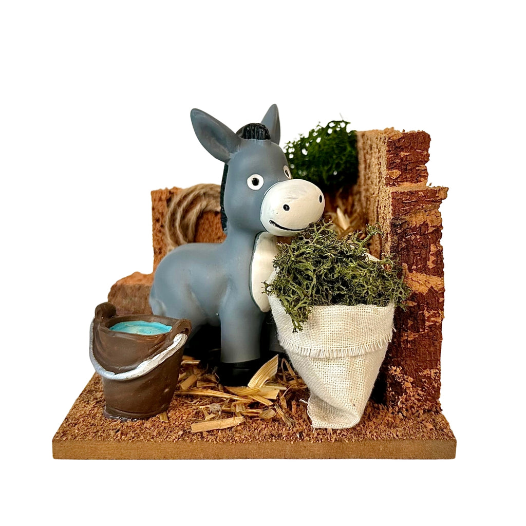 Belenes Artesanos - Corral con burro (burro Little X'Mas de Reilaflor)