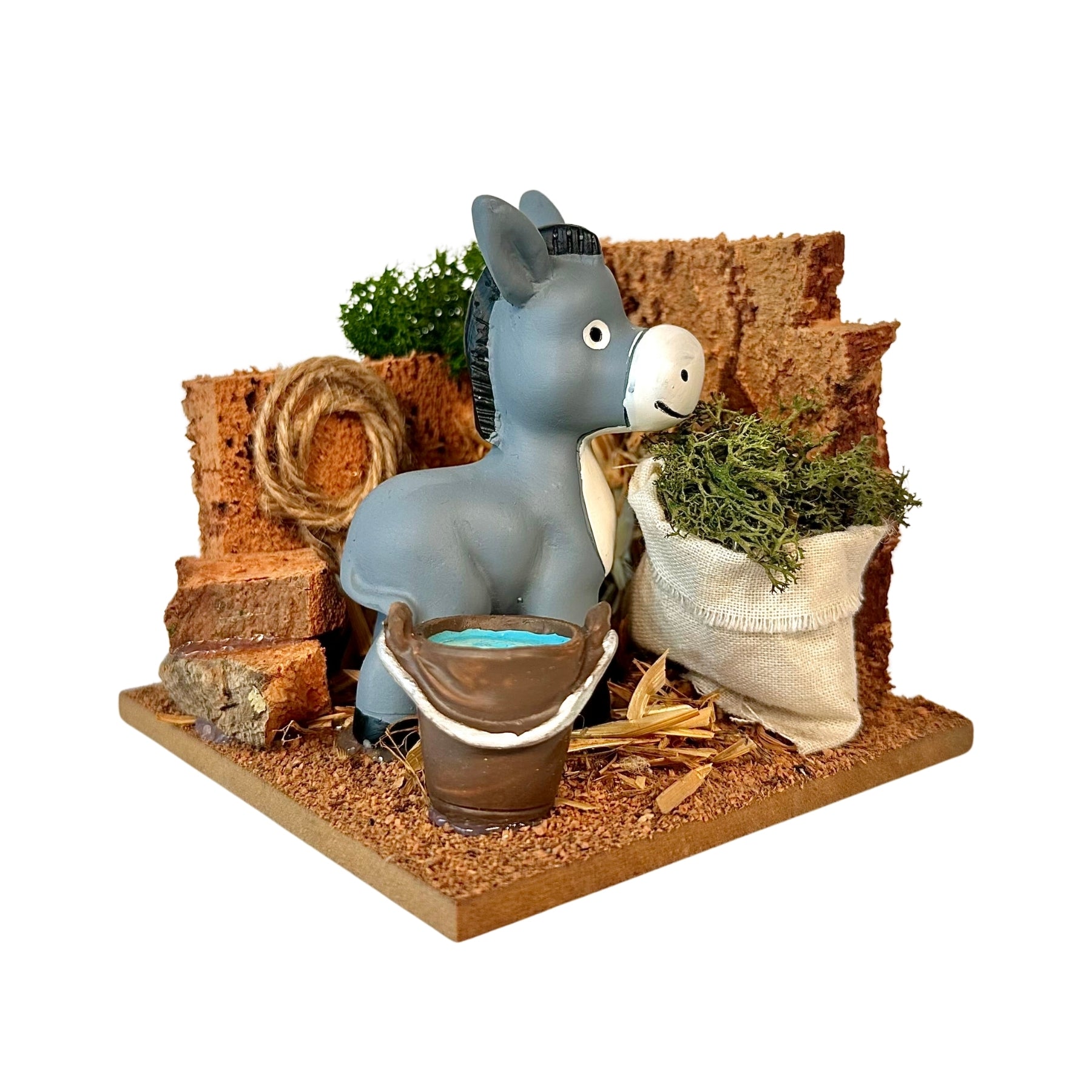 Belenes Artesanos - Corral con burro (burro Little X'Mas de Reilaflor)