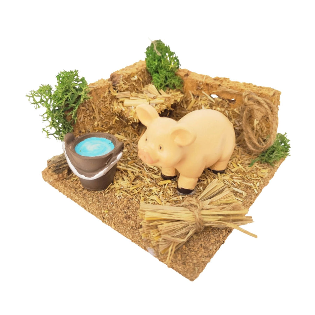 Belenes Artesanos - Corral con cerdo de pie