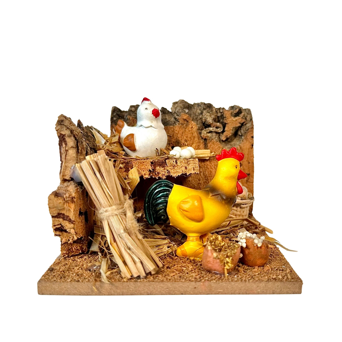Belenes Artesanos - Corral con gallina y gallo (animales Little X'Mas de Reilaflor)