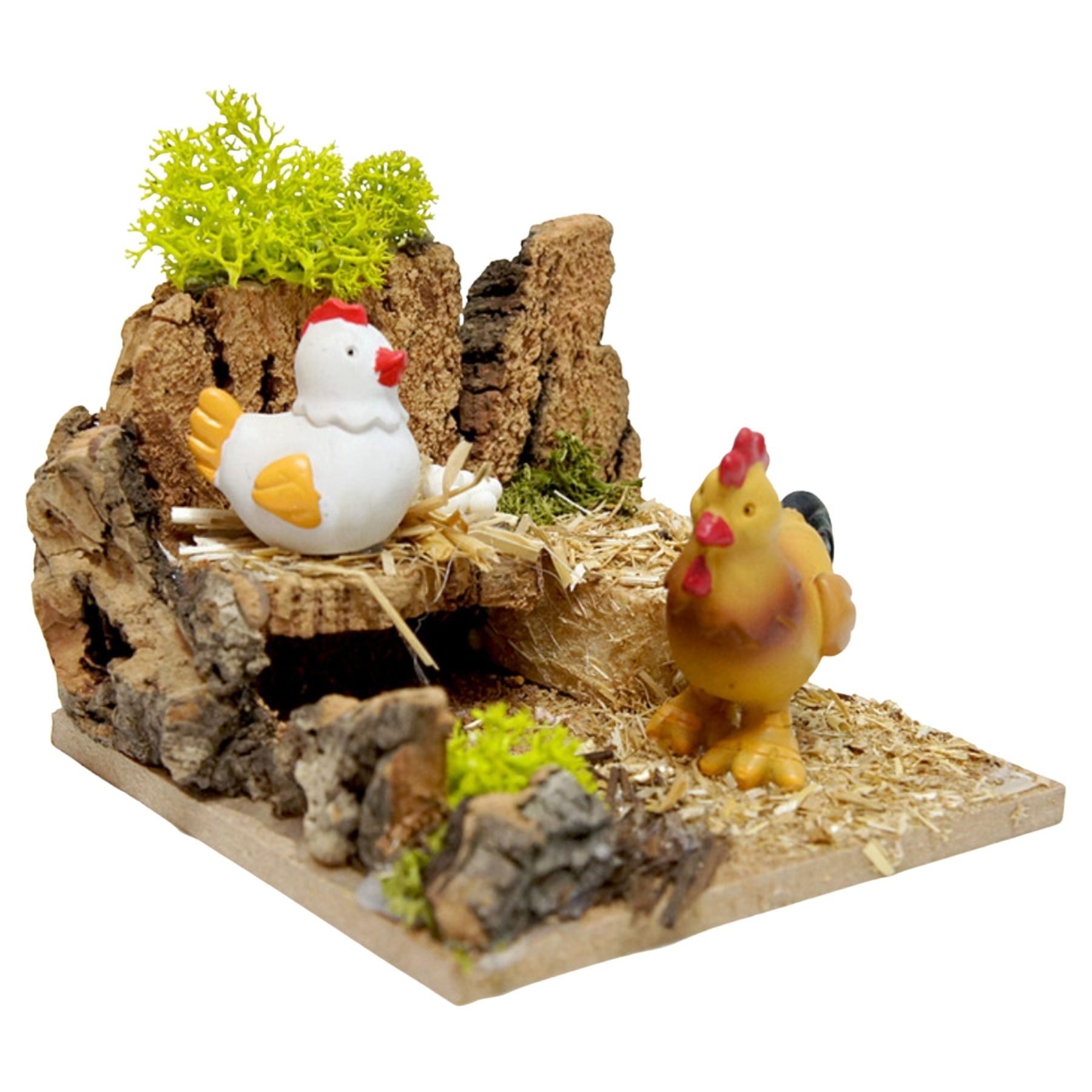 Belenes Artesanos - Corral con gallina y gallo