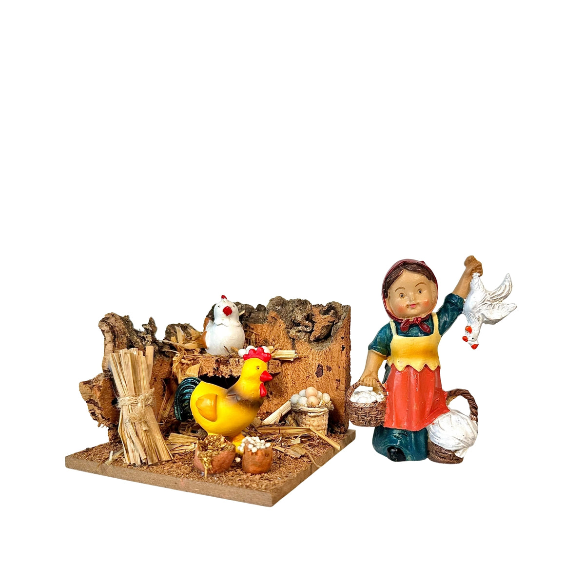 Belenes Artesanos - Corral con gallina y gallo (animales Little X'Mas de Reilaflor)