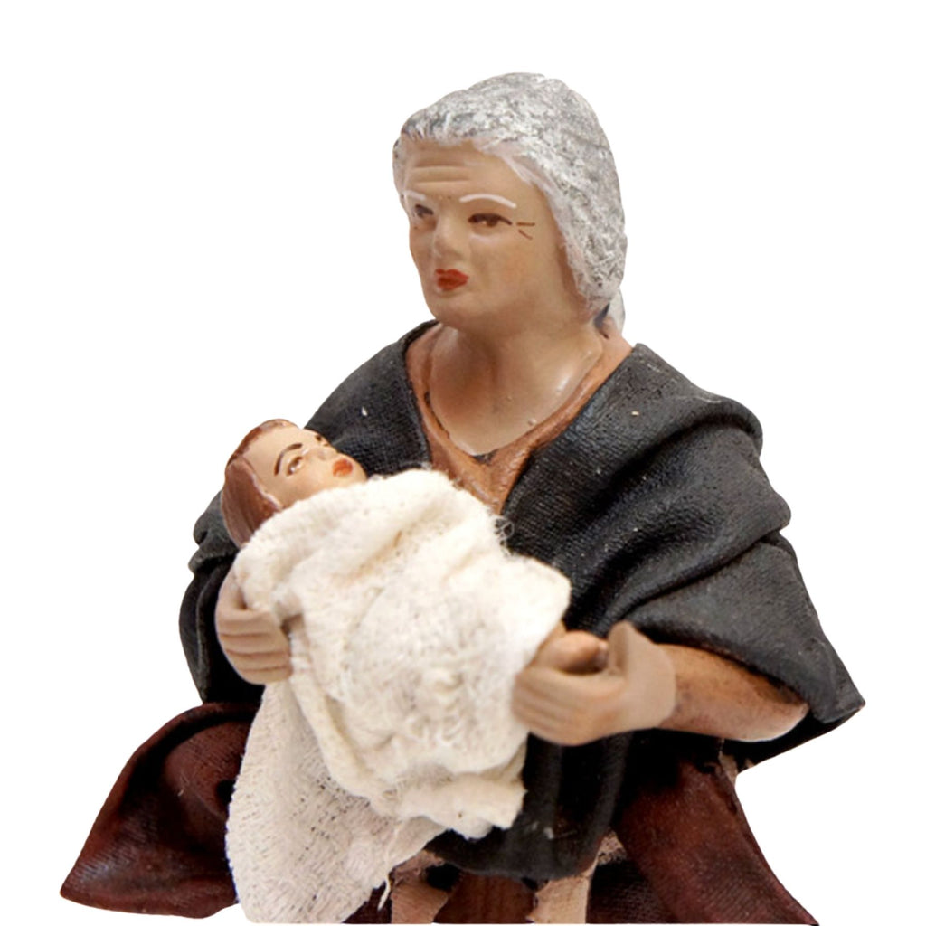 Belenes Artesanos - Mujer anciana con bebé