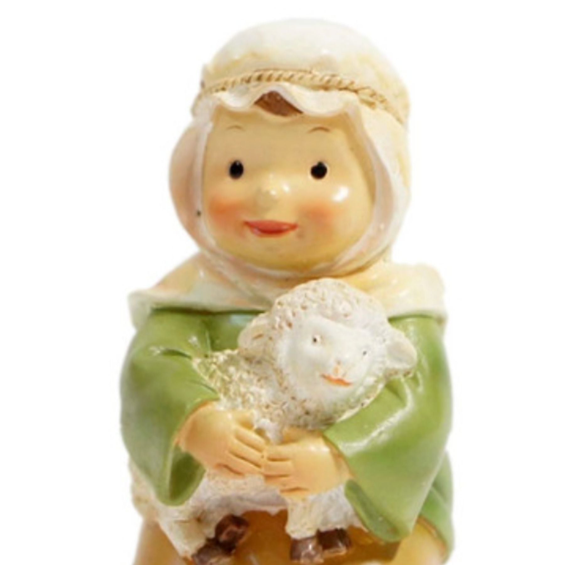 Pastor arrodillado con oveja