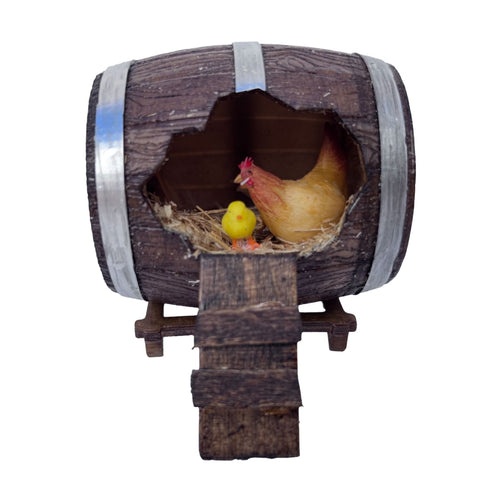 Belenes Artesanos - Barrica o Tonel con Gallina y Pollito