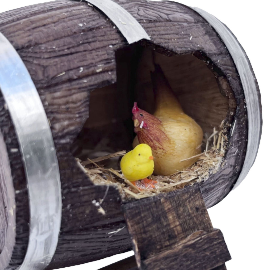 Belenes Artesanos - Barrica o Tonel con Gallina y Pollito