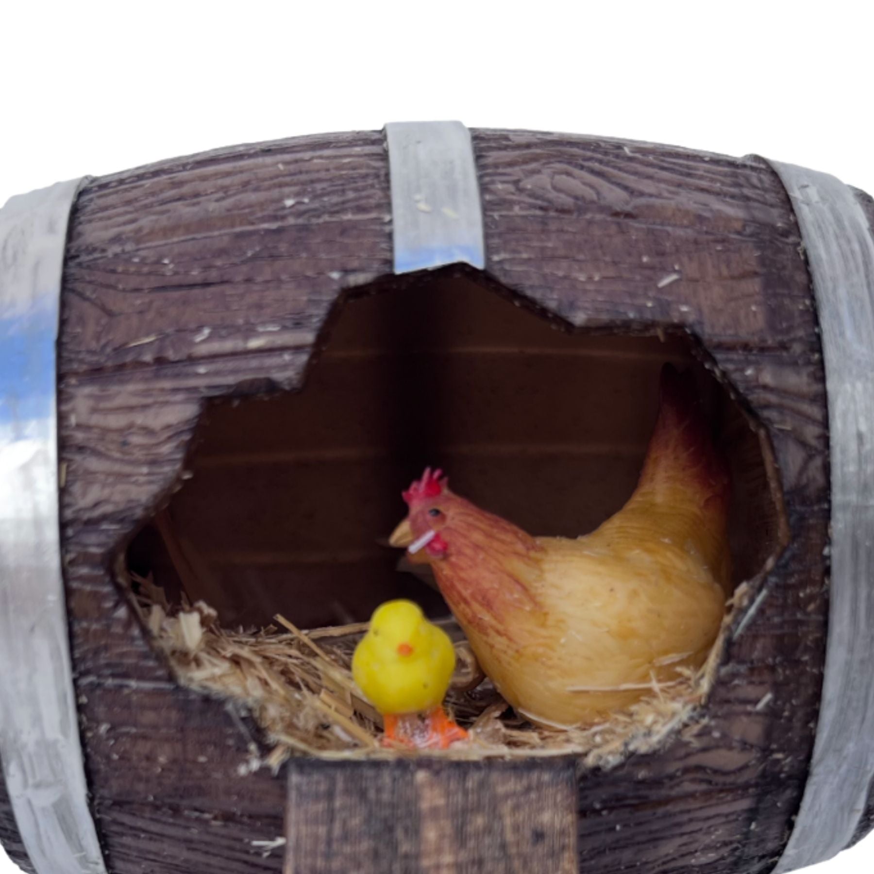 Belenes Artesanos - Barrica o Tonel con Gallina y Pollito
