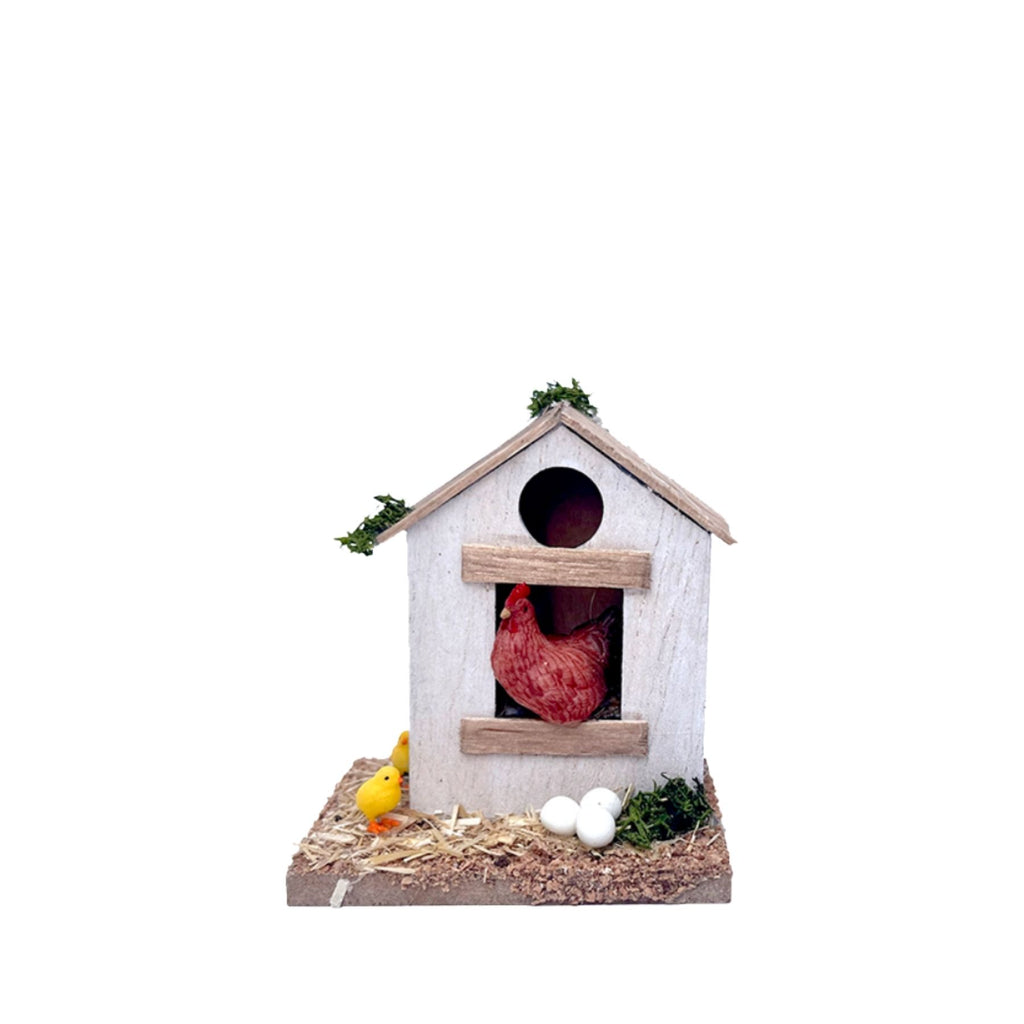 Belenes Artesanos - Gallinero con gallina y pollitos