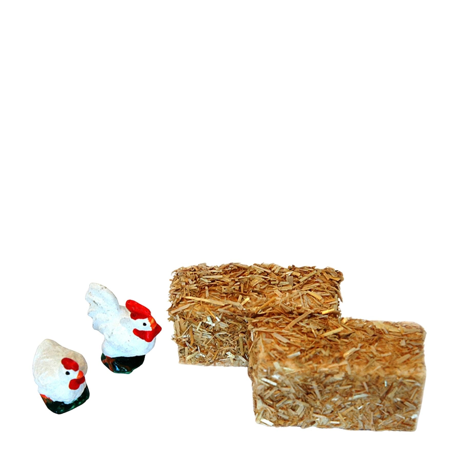 Pack de gallinas y fardos de paja