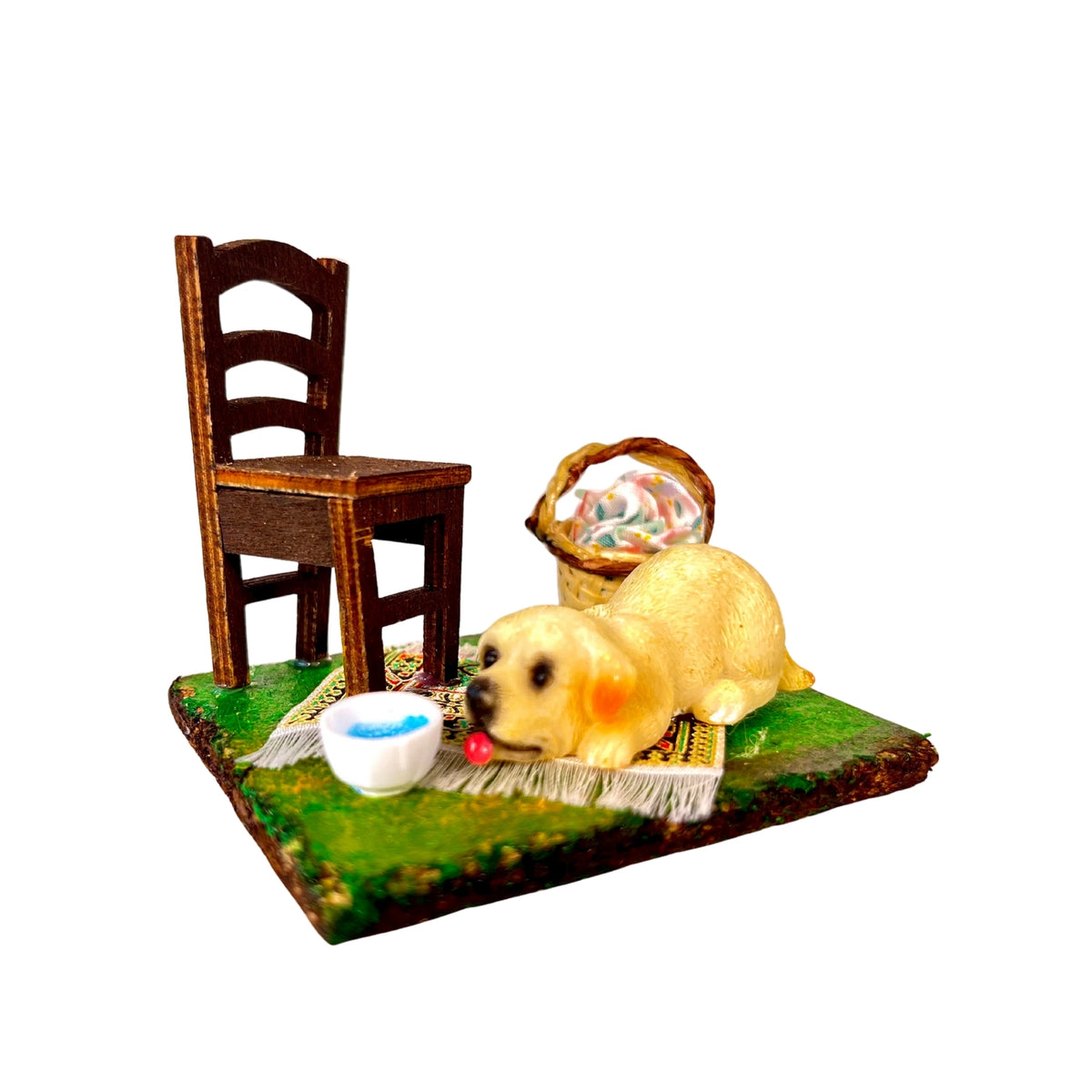 Perro con Silla, Alfombra y Cesta