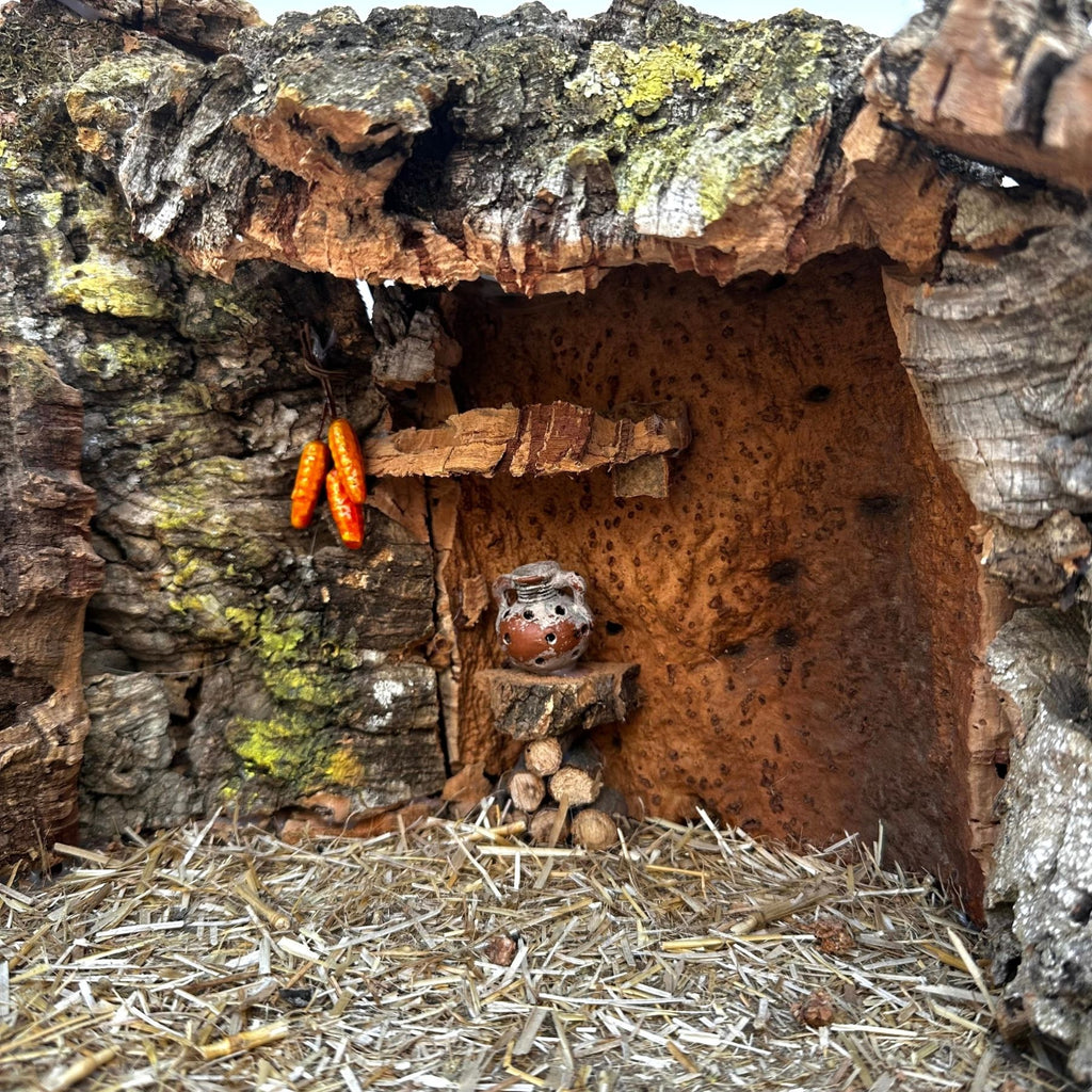 Belenes Artesanos - Portal con luz de cueva y molino con motor