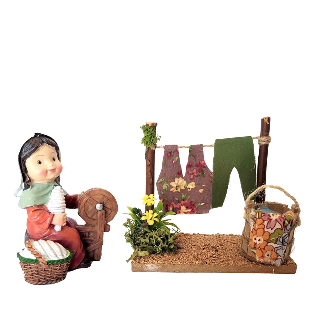 Belenes Artesanos - Pack tendedero y cubo de ropa